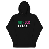 With God I Flex (Green/Pink)Unisex Hoodie
