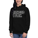 With God I Flex (White/Black) Unisex Hoodie