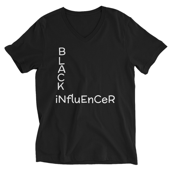 Black iNfluEnCeR Unisex Short Sleeve V-Neck T-Shirt