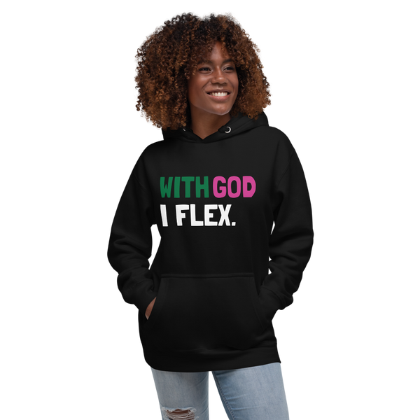 With God I Flex (Green/Pink)Unisex Hoodie